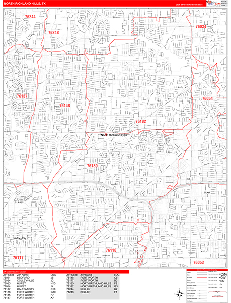 North Richland Hills, TX Zip Code Map